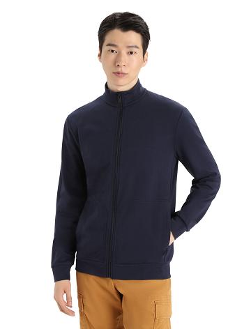 Men's Icebreaker Merino Central II Long Sleeve Zip Hoodie Midnight Navy | CA 1668SGLO